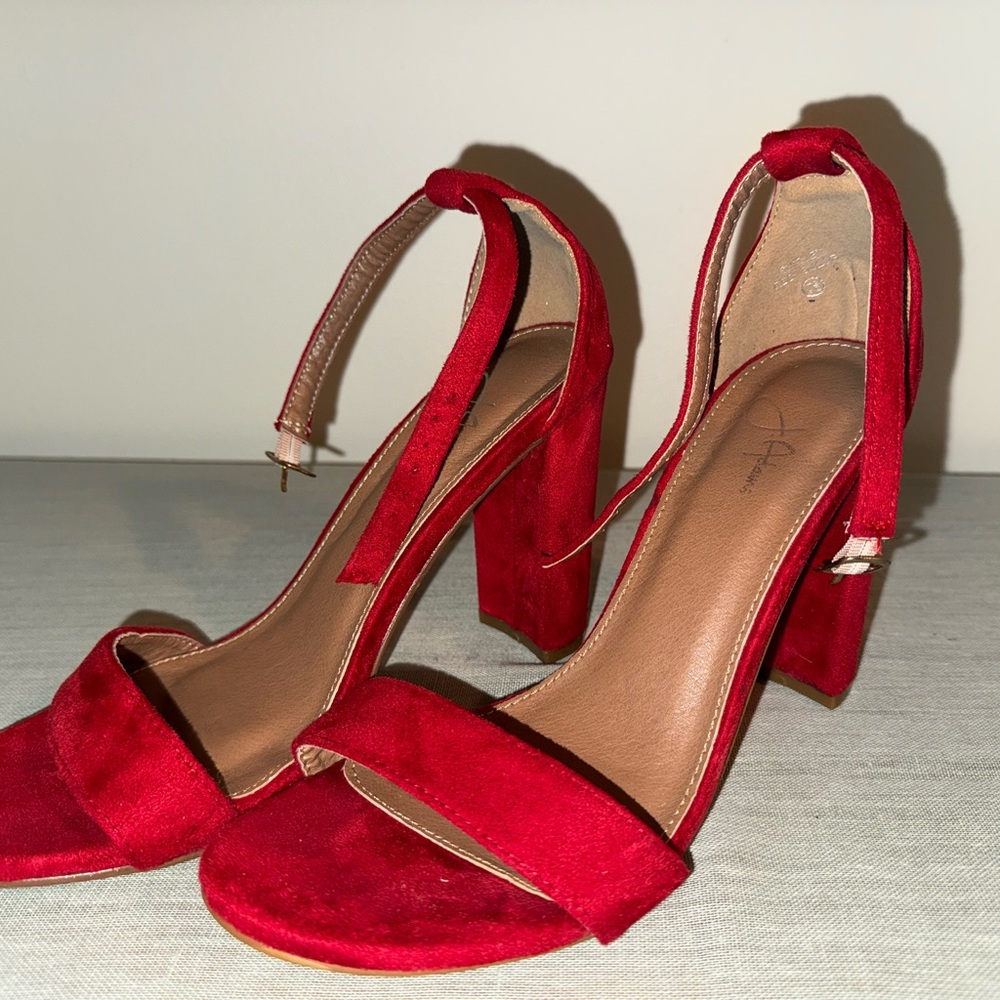 J. Adam’s Red Suede Block Heel